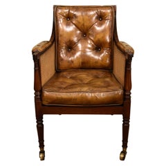 Regency Bergere Armchair Mahogany and Leather