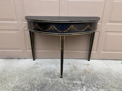 Regency Black and Gold Demilune Console Table