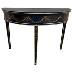 Regency Black and Gold Demilune Console Table