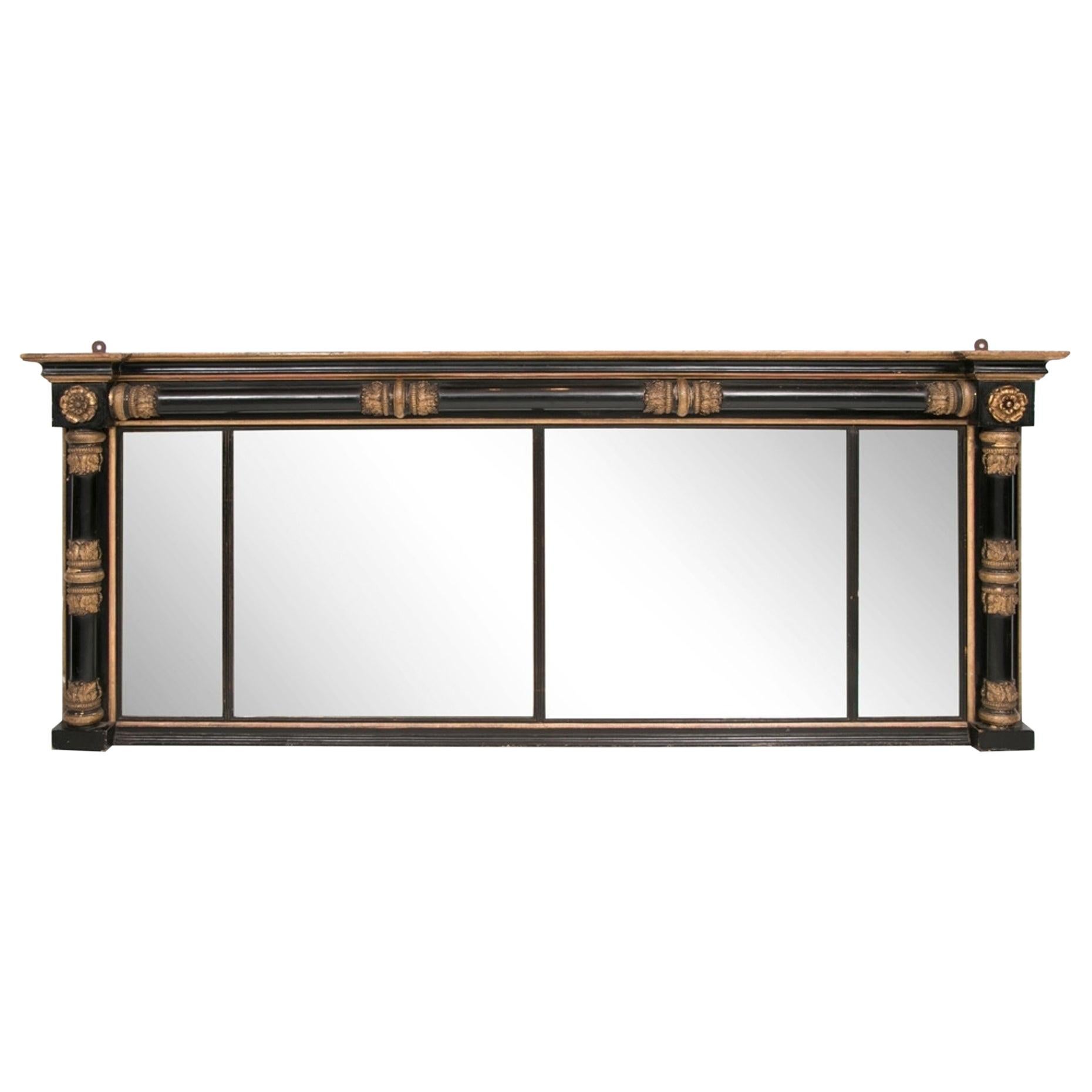 Regency Black Lacquer Mirror For Sale