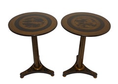 Regency Black Lacquer Side Tables with Chinoiserie Decoration, circa 1840, Pair