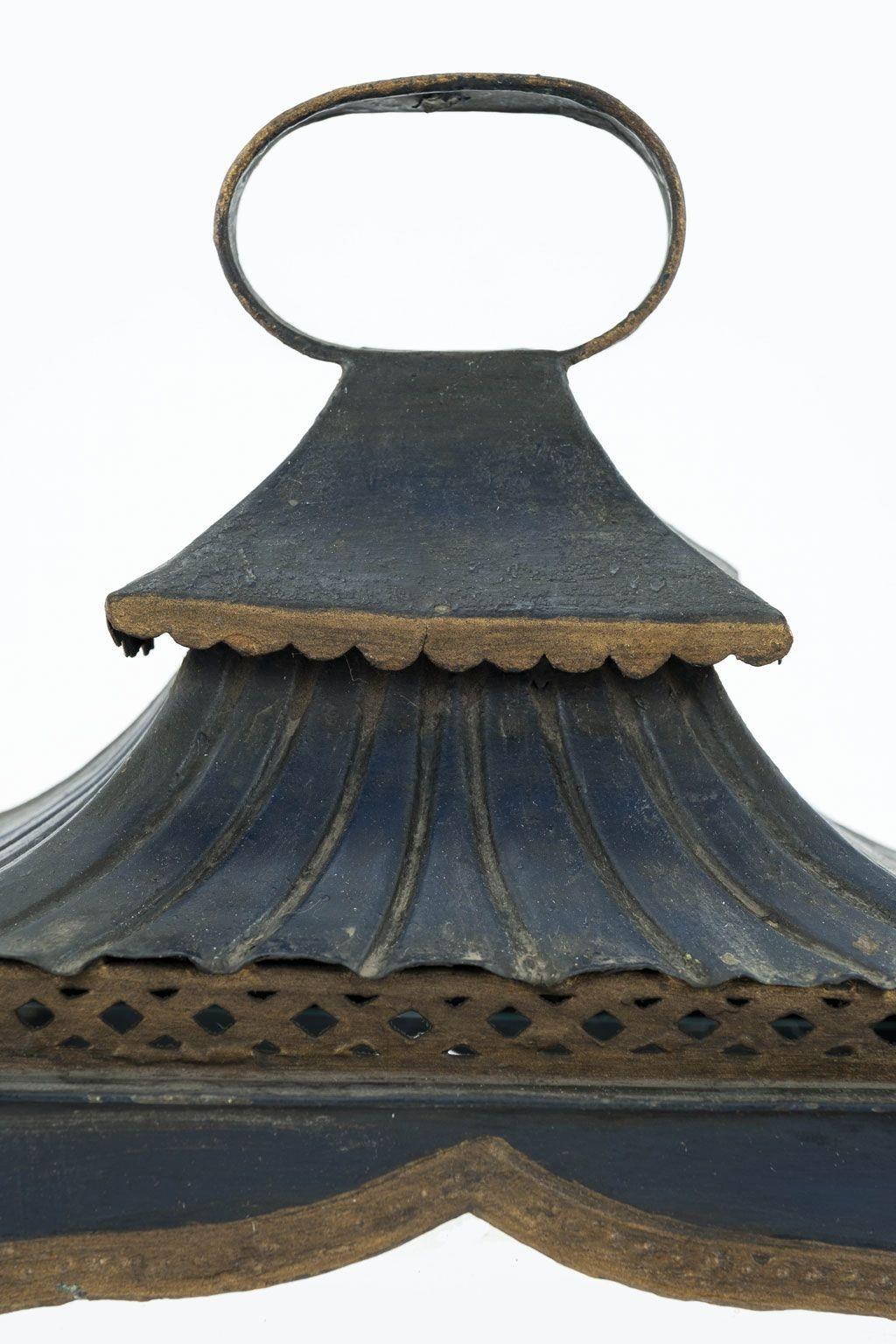 Regency Dark-Blue, Almost-Black Painted Tole Wall Lantern 1