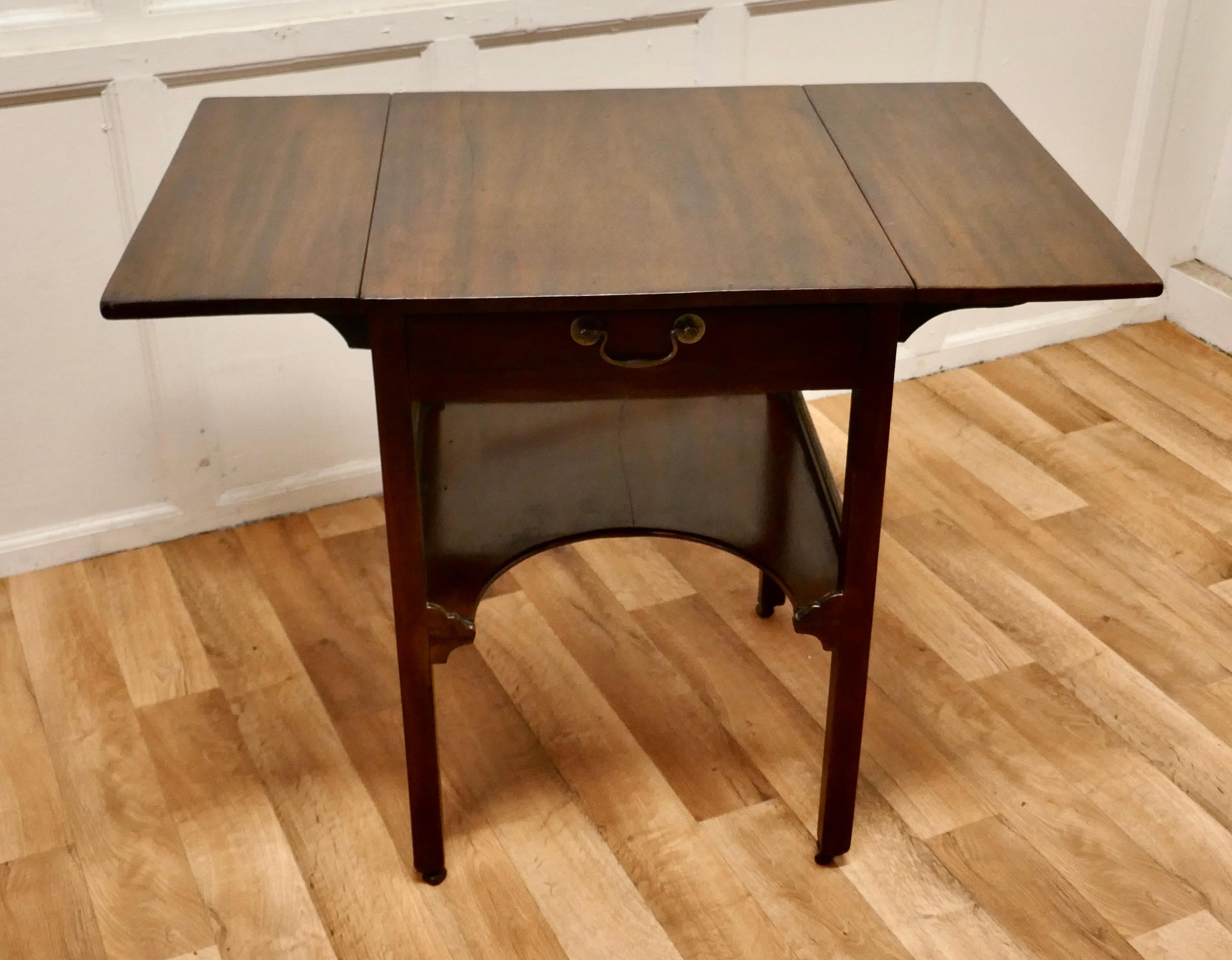 Regency Bonheur de Jour or Ladies Writing Desk

This is a rare piece indeed has a drop leaf in each side and a drawer to the front, the table has an undertier which has a deep kneehole, the reason for this being so large is to allow the user who
