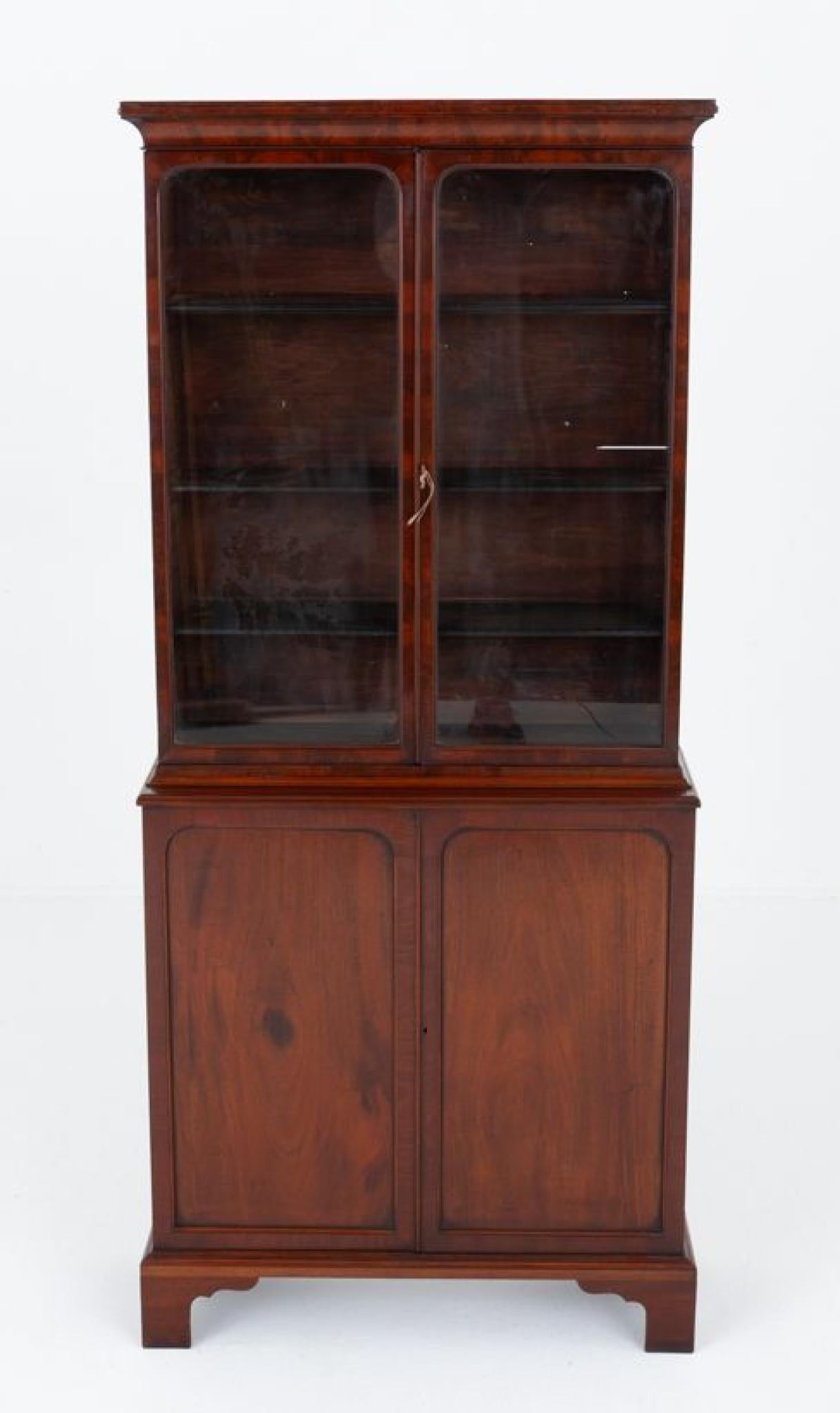 Fine XX secolo Libreria Regency Vetrata Cabinet Mogano Periodo Antico in vendita