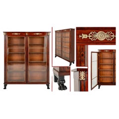 Regency Bookcase Glazed Cabinet Mahogany Period Vintage