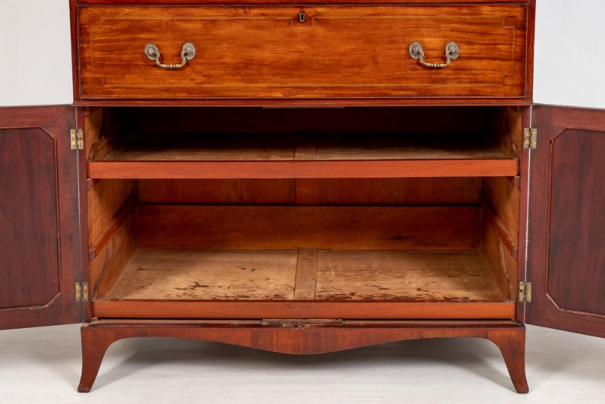 Regency Bookcase Secretaire Desk Antique Mahogany For Sale 1