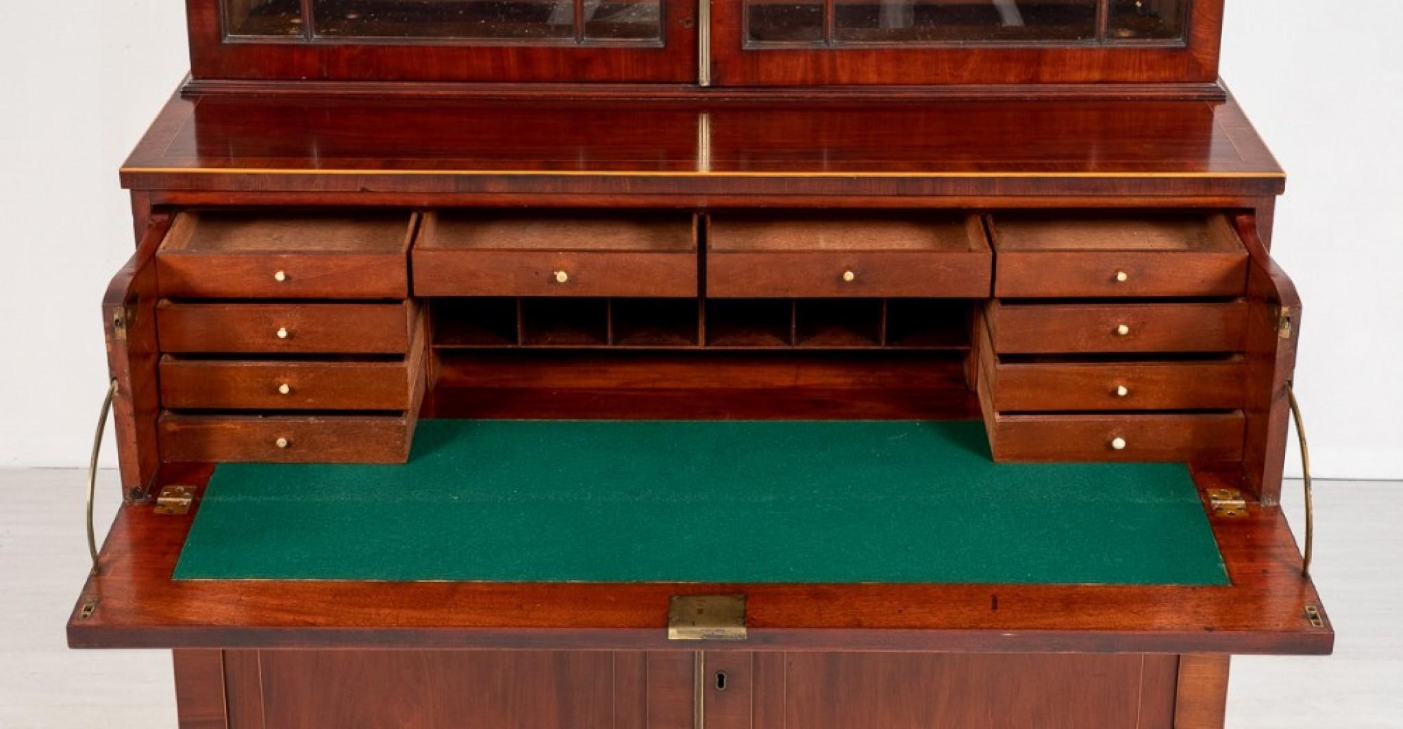 Regency Bookcase Secretaire Desk Antique Mahogany For Sale 2