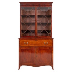 Regency Bookcase Secretaire Desk Vintage Mahogany
