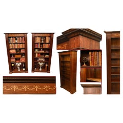 Regency Bookcase Sheraton Inlay Open Front Book Case