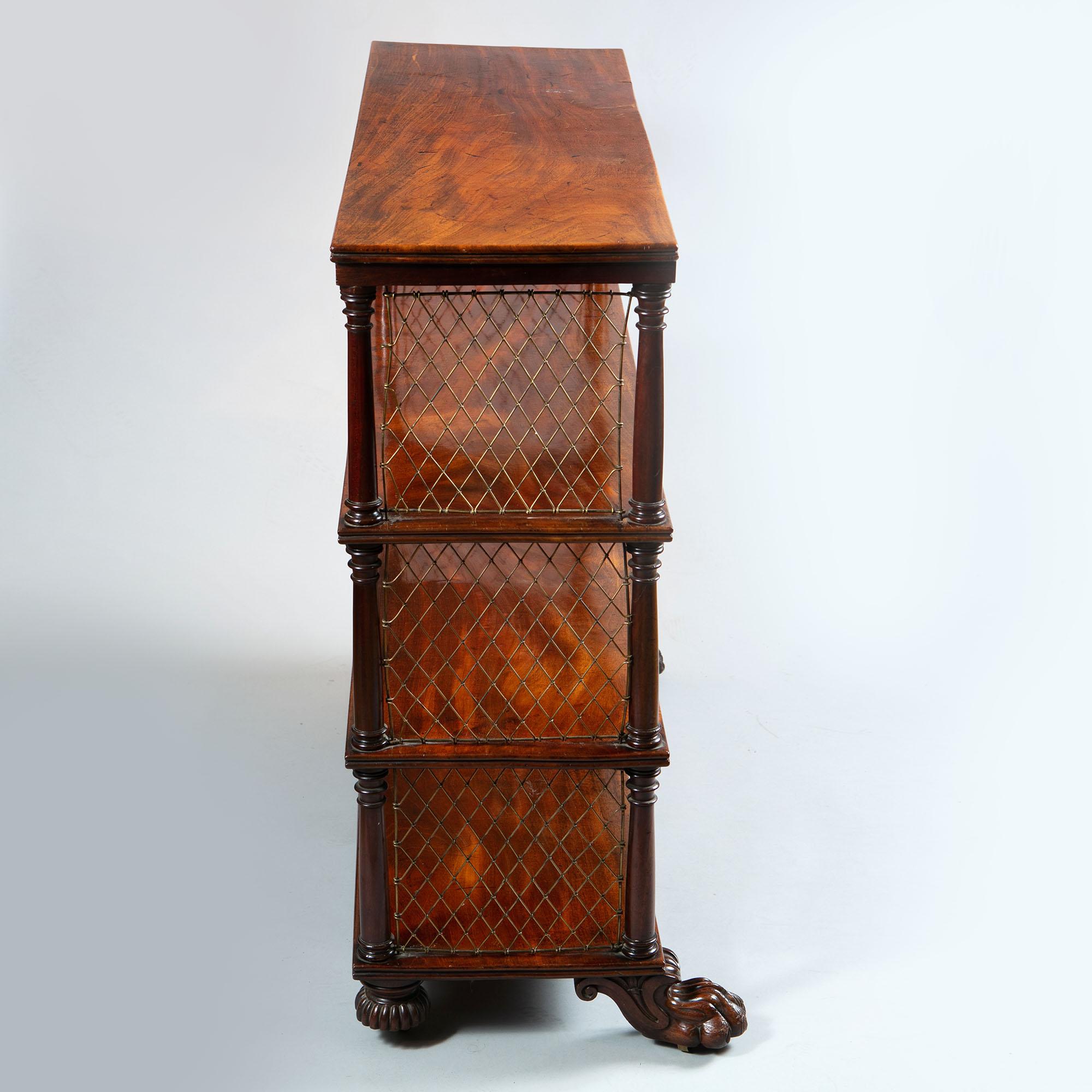 19th Century Regency bookcase with lattice brass ends For Sale