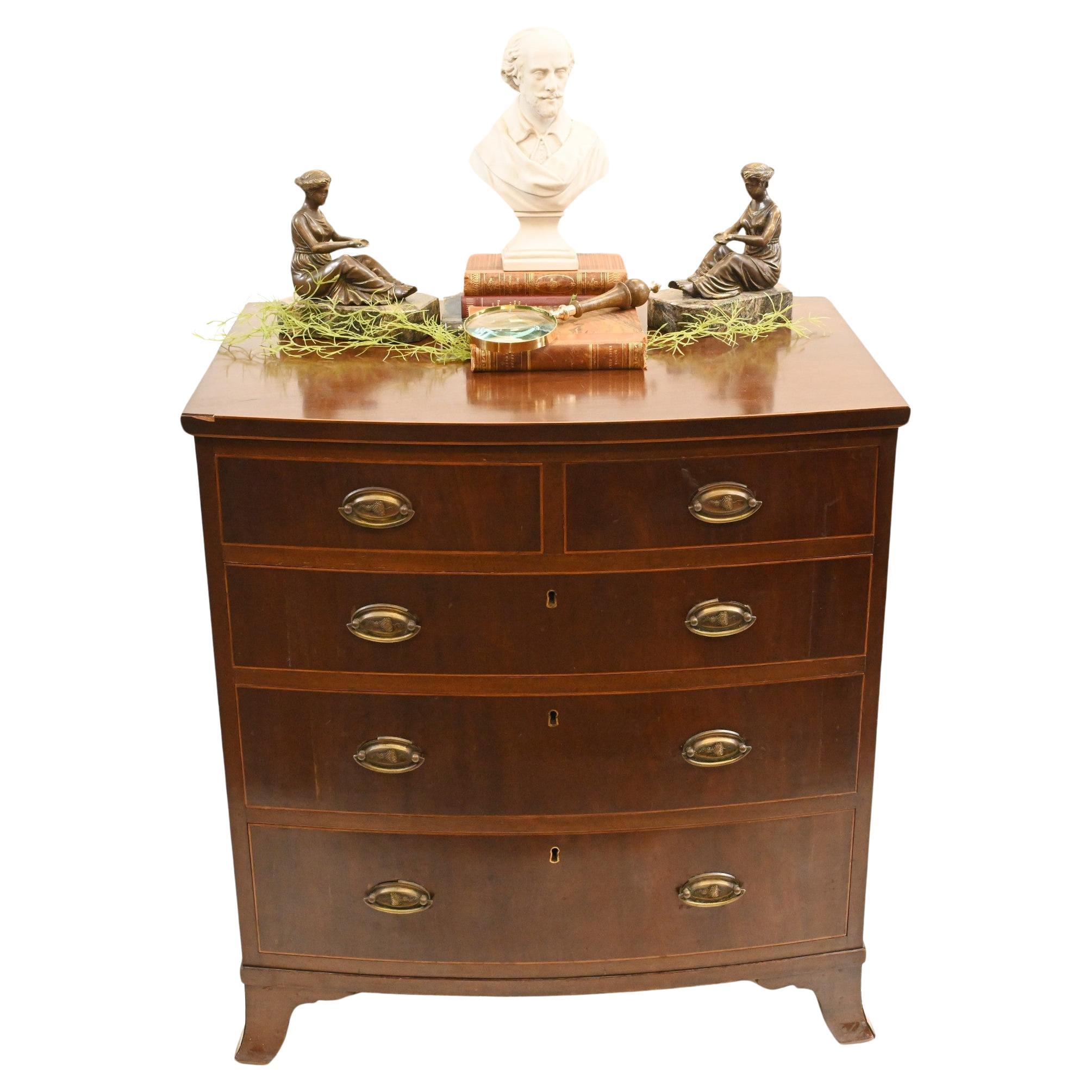 Regency Bow Front Chest Drawers Mahogany 1810 For Sale
