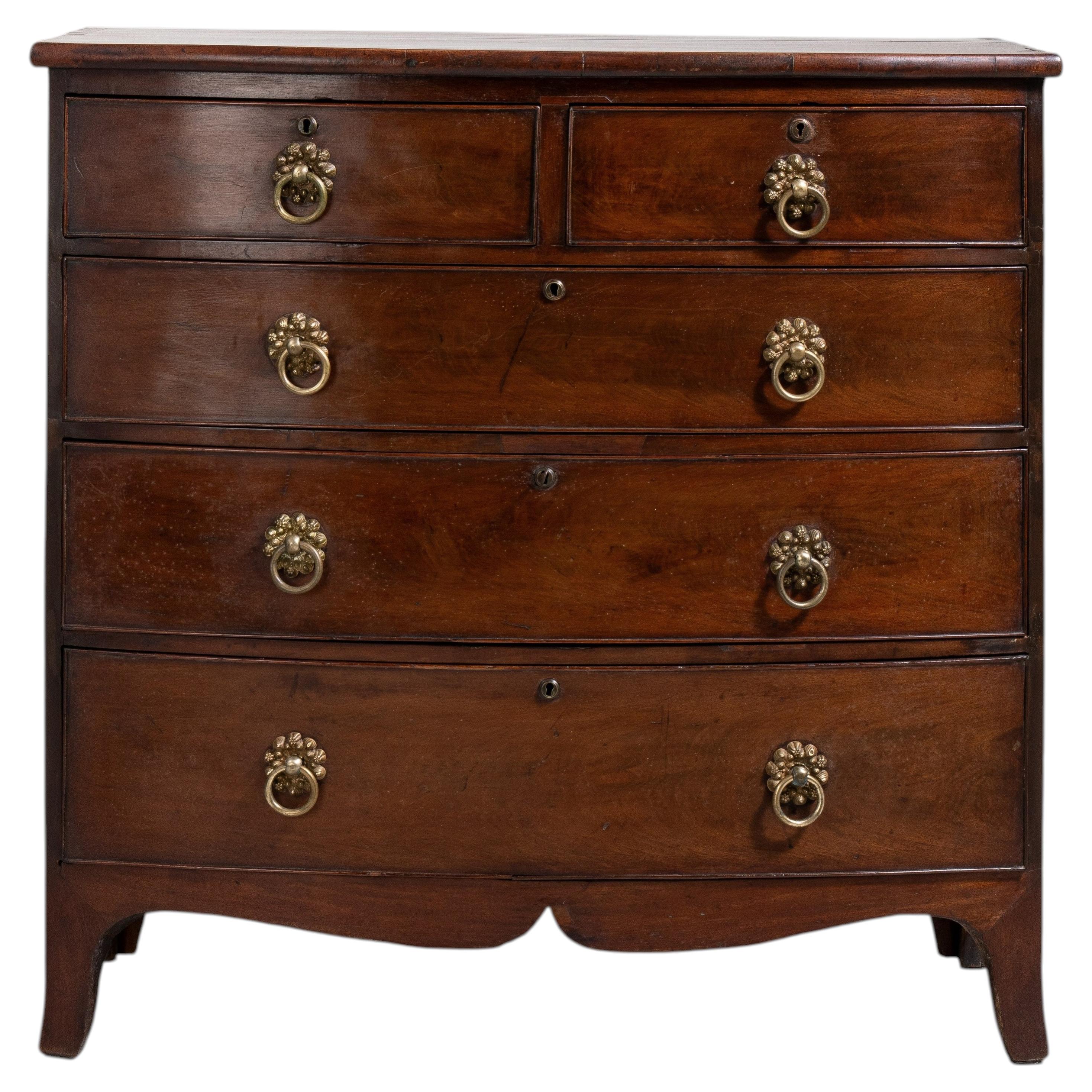 Regency Bow-Front Mahogany Chest of Drawers For Sale