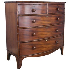 Regency Bowfront Mahogany Faux Bamboo Chest of Drawers