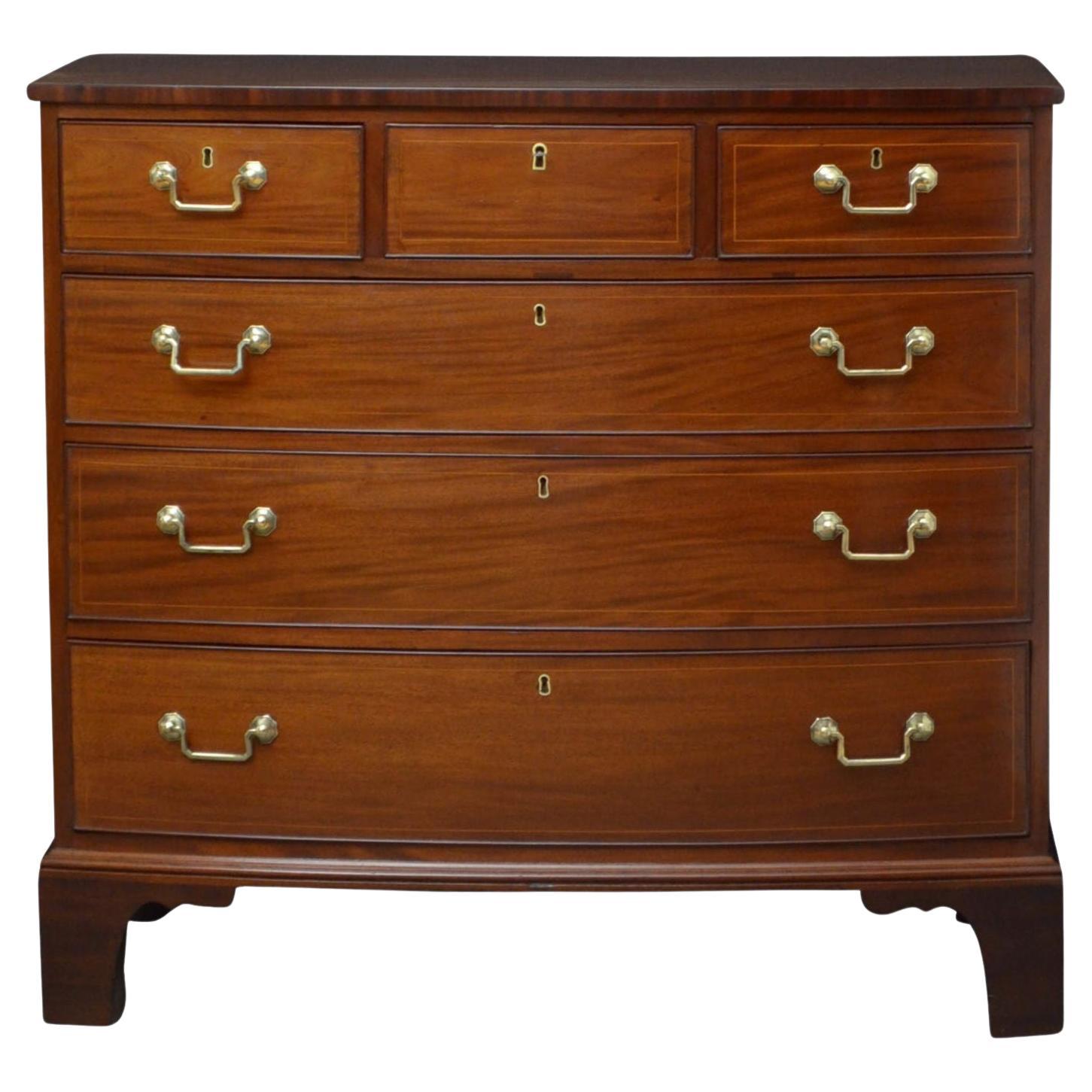 Regency Bowfronted Mahogany Chest of Drawers For Sale