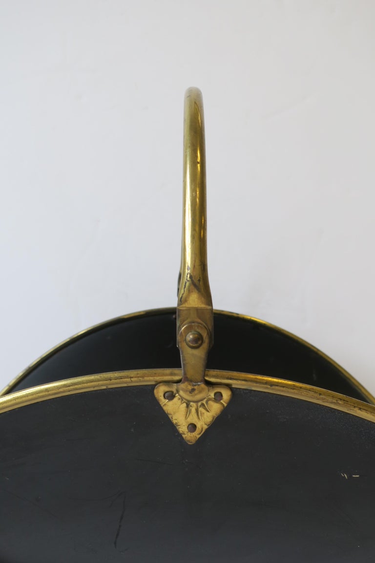 Regency Brass and Black Fire Wood Log Holder at 1stDibs