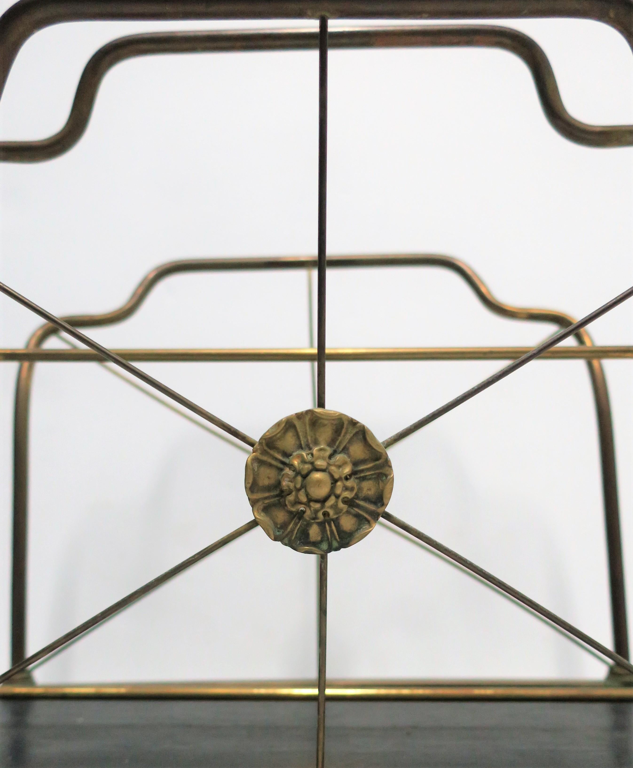 Regency Brass and Black Lacquer Magazine Rack 3