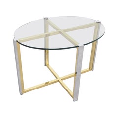 Regency Brass and Chrome X-Base Coffee Table, 1960s