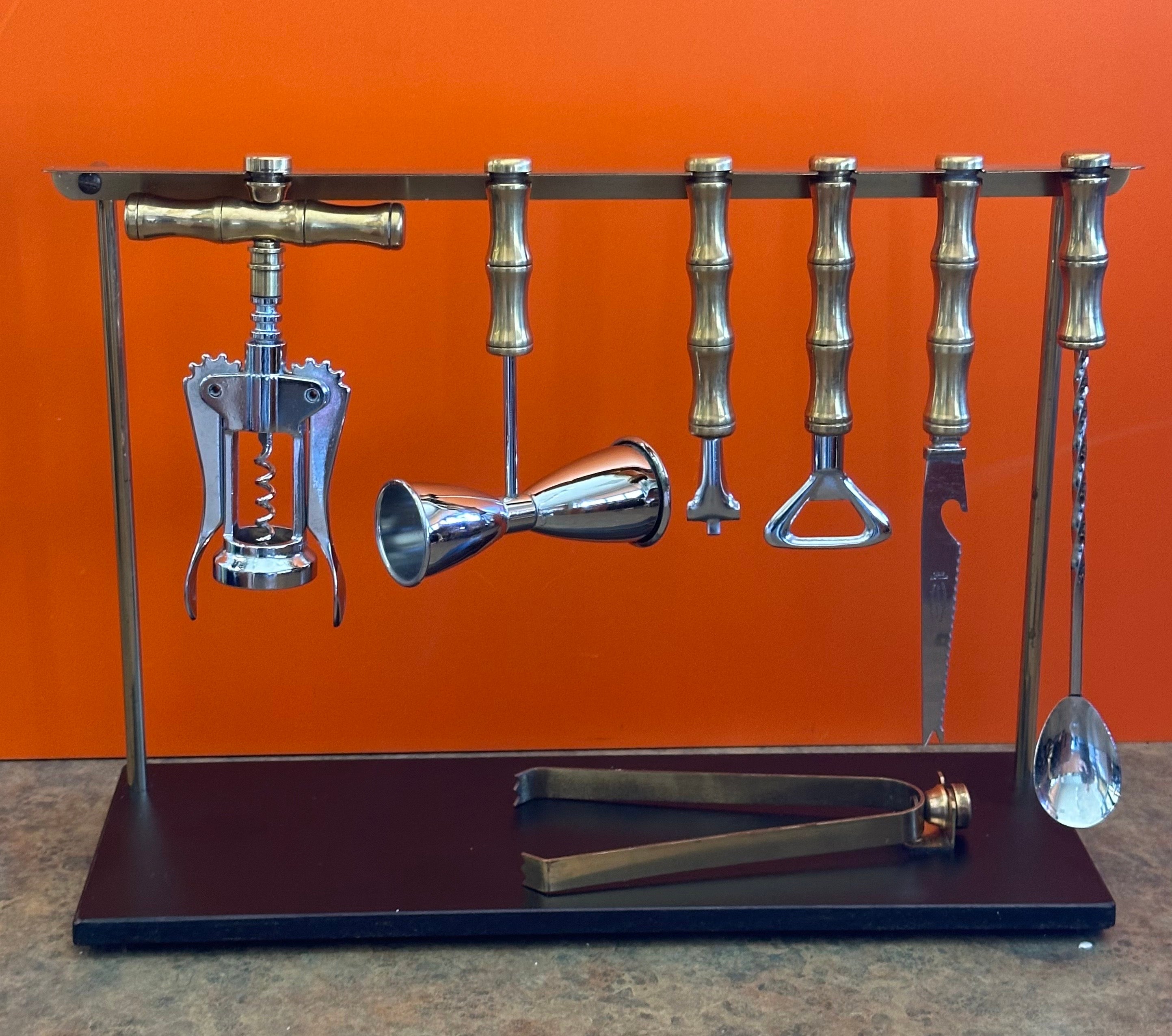 Regency Brass & Bakelite Eight Piece Cocktail Bar Tool Set by Maxwell Phillips For Sale 11