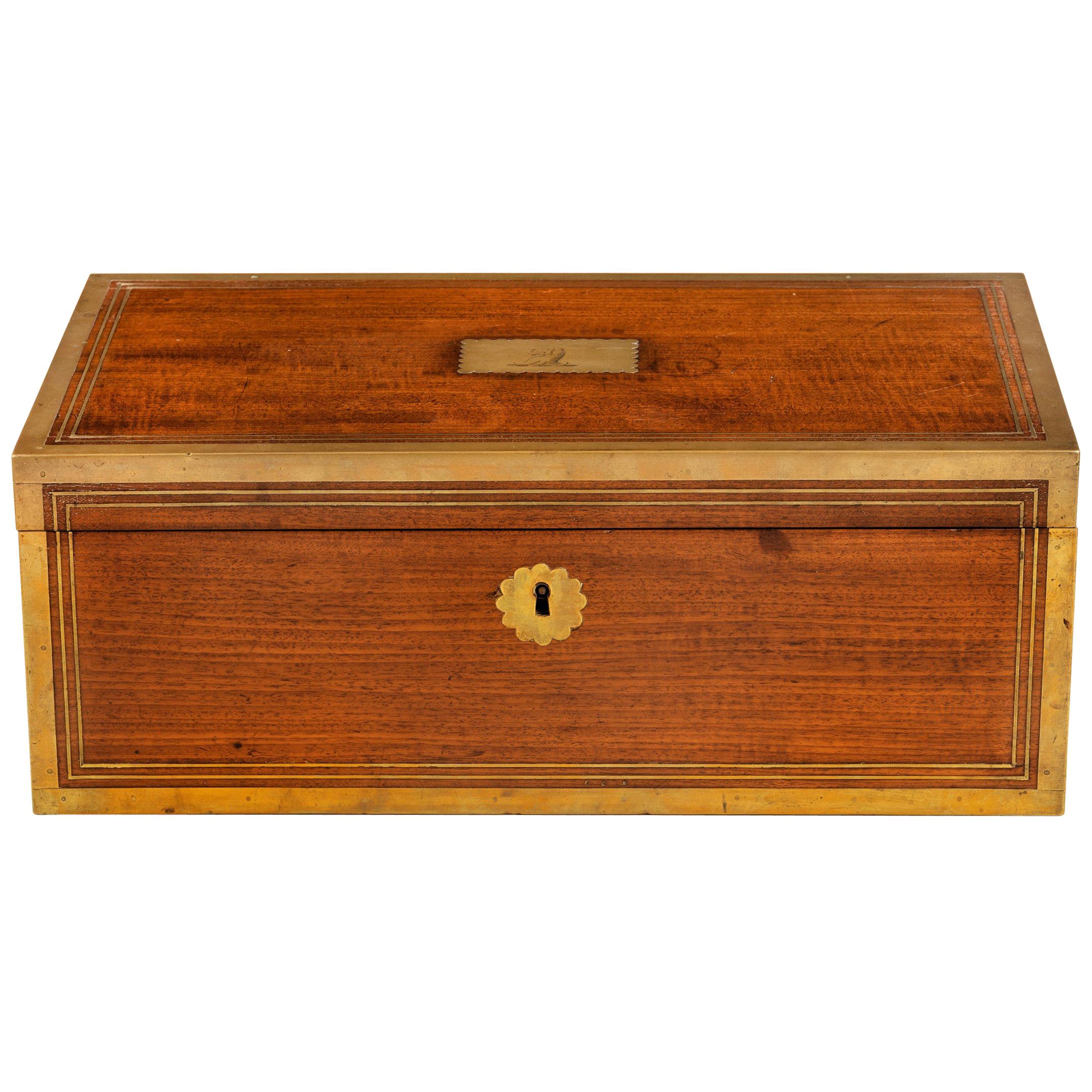 Regency Brass-Bound Mahogany Writing Slope by Hicks of London