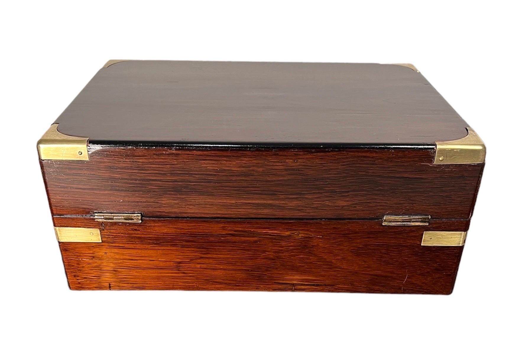 Regency Brass Bound Rosewood Fitted Traveling Dressing Box For Sale 4