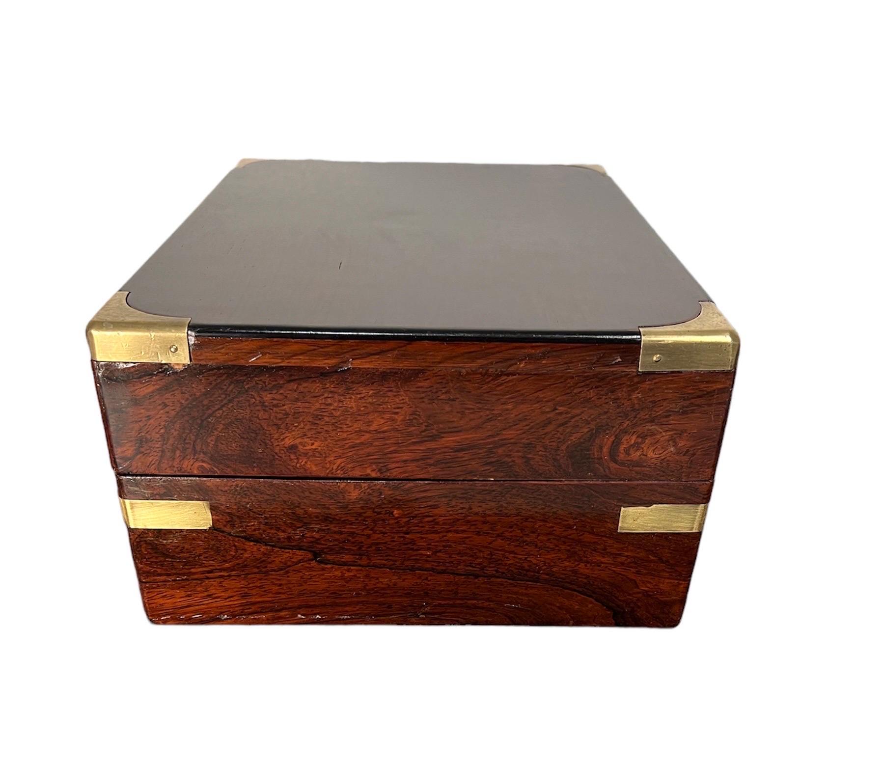 Regency Brass Bound Rosewood Fitted Traveling Dressing Box For Sale 1