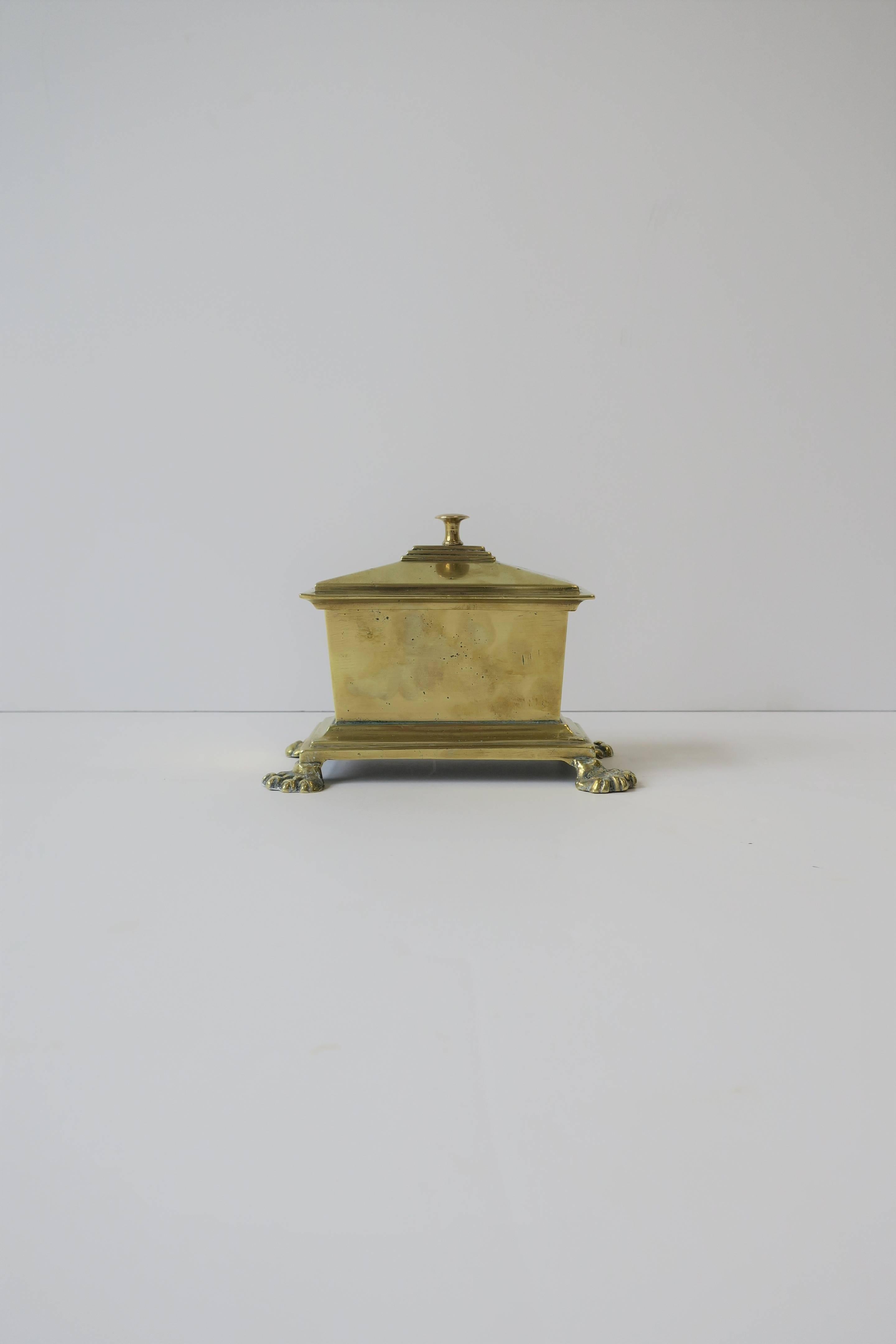 20th Century Regency Brass Box with Lion Paw Feet