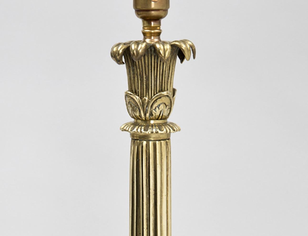 Metalwork Regency Brass Column Lamp, circa 1825 For Sale