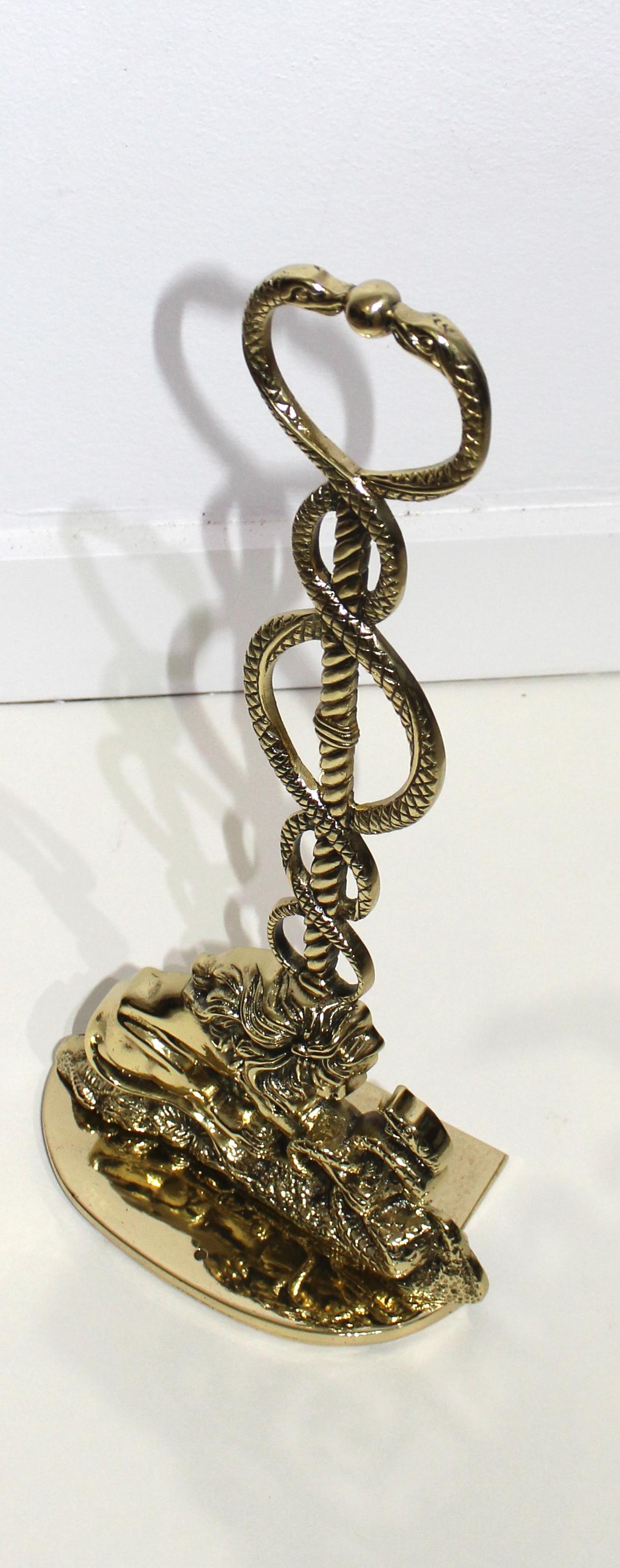 Regency Brass Doorstop Lion and Snake For Sale 6