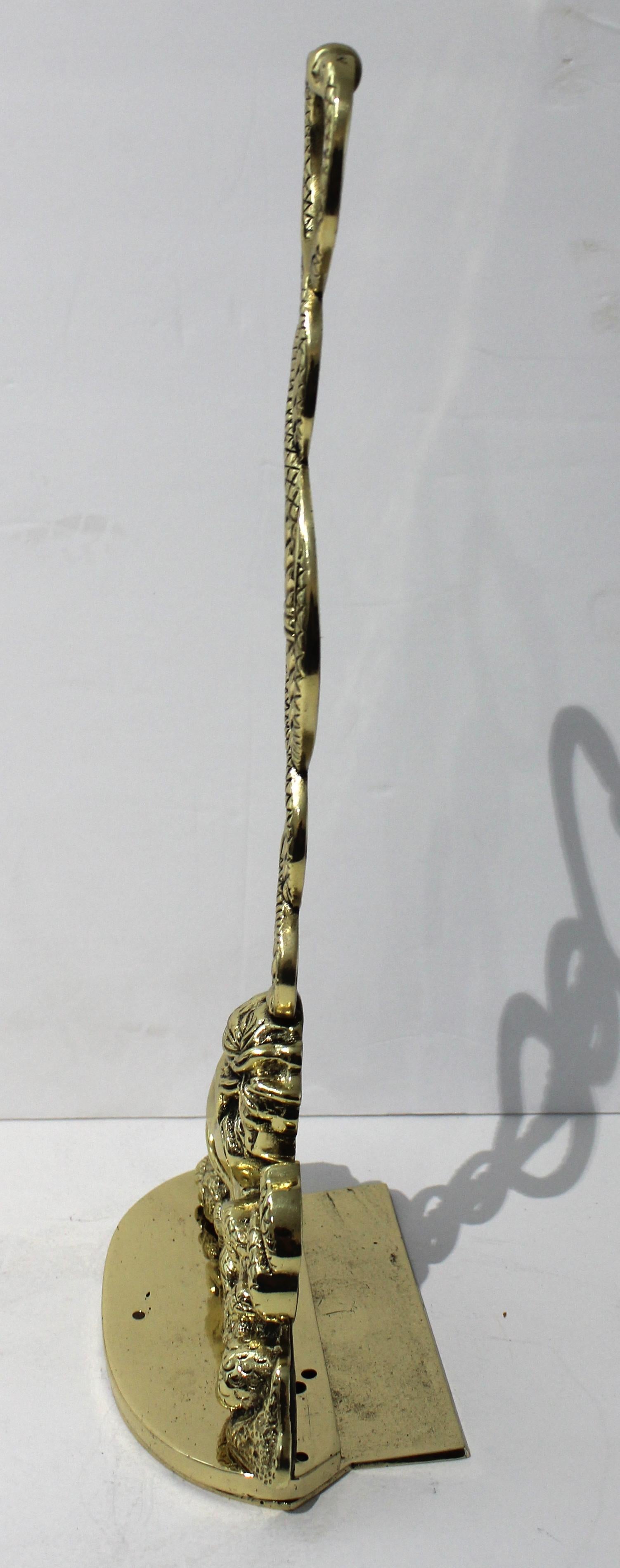 Regency Brass Doorstop Lion and Snake In Good Condition For Sale In West Palm Beach, FL