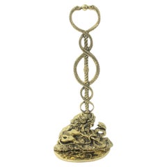 English Regency Brass Doorstop Lion and Snake
