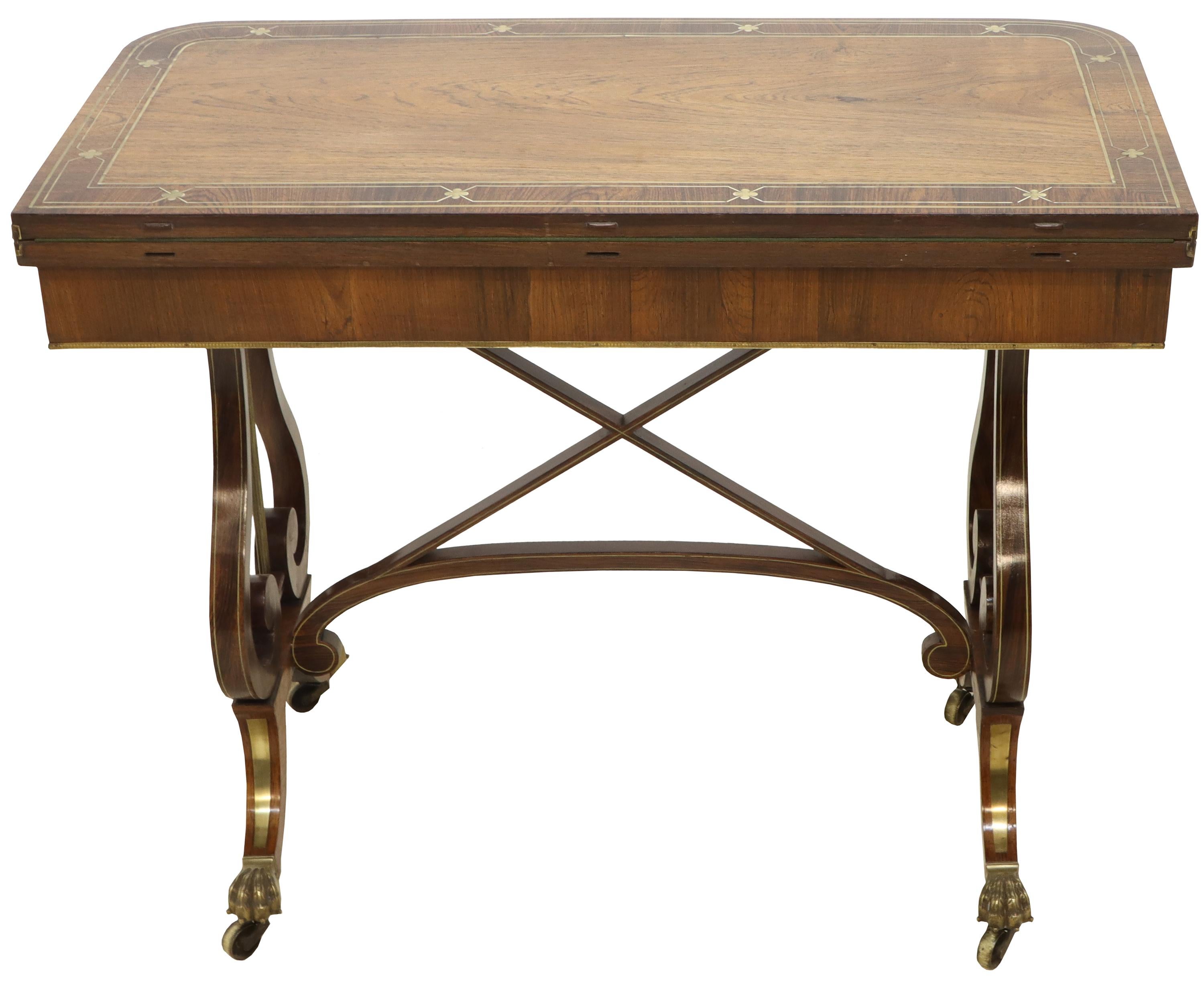 Regency Brass Inlaid Card Table 5