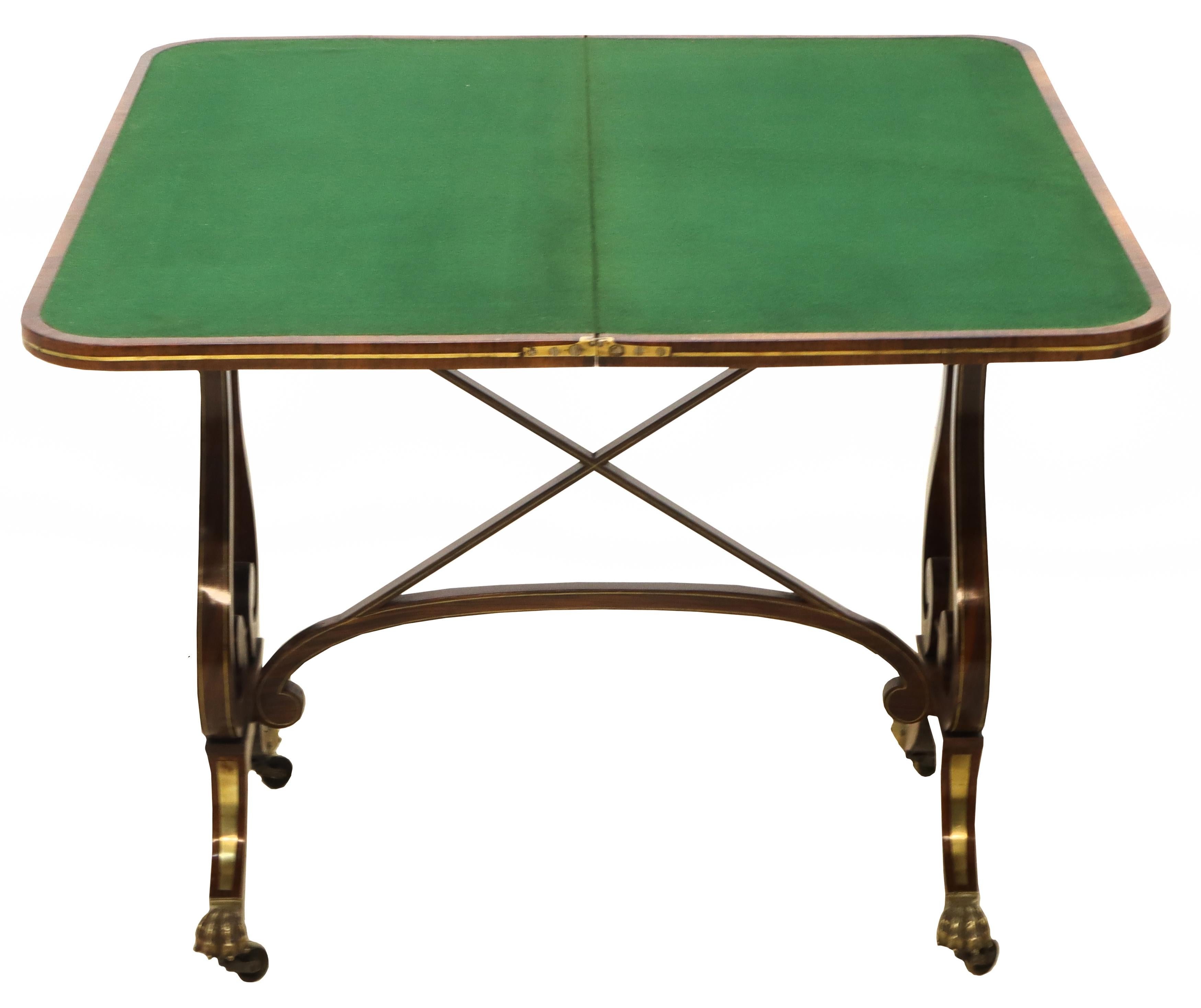 Regency Brass Inlaid Card Table 6