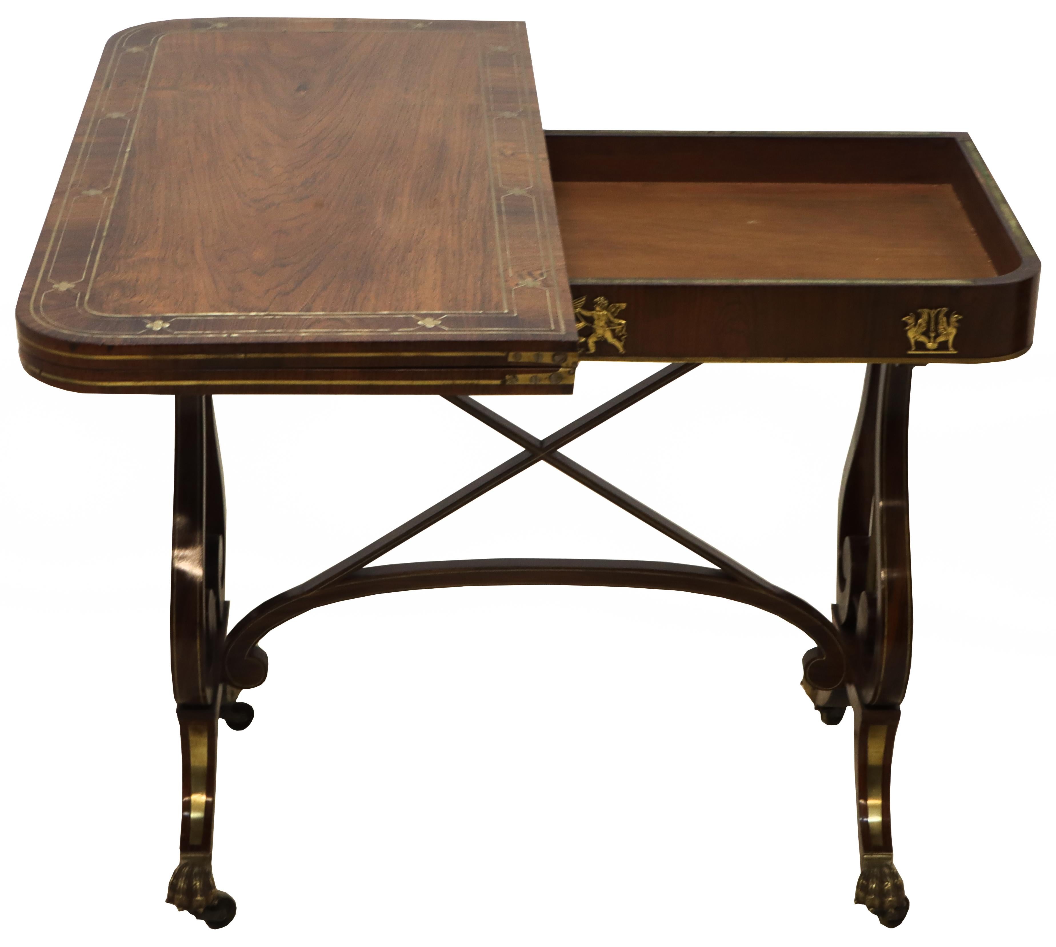 Regency Brass Inlaid Card Table 7