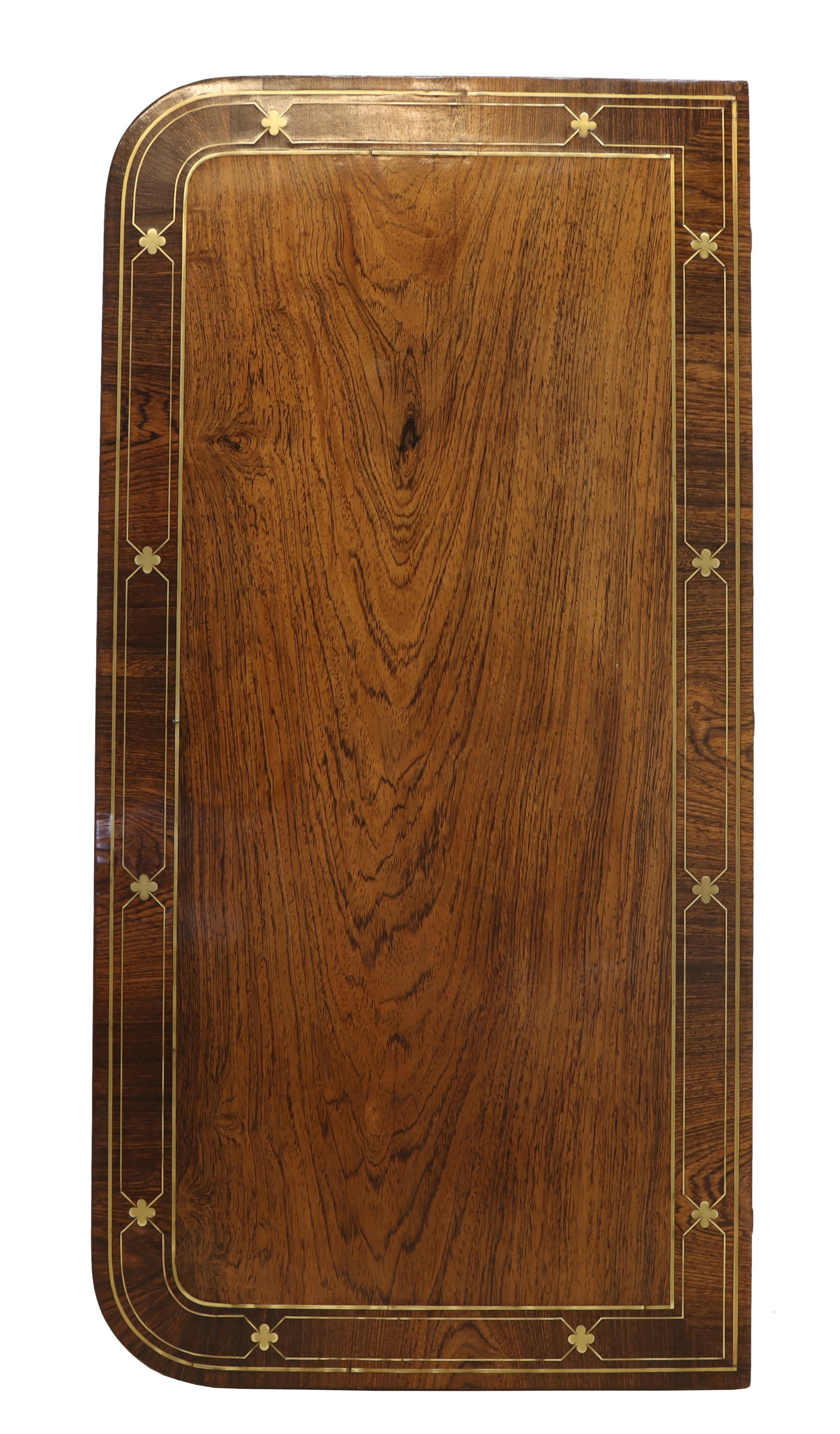 British Regency Brass Inlaid Card Table