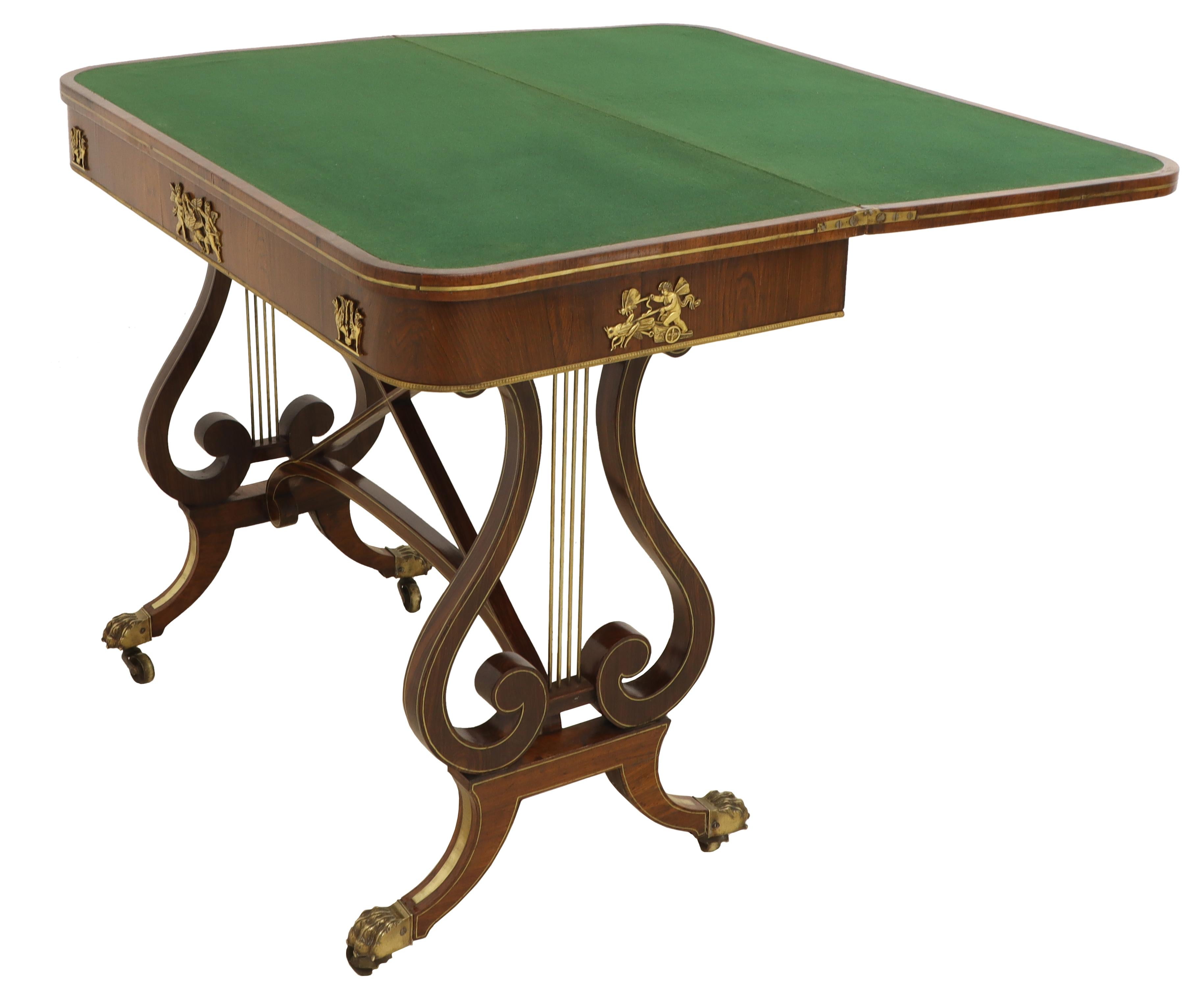 Regency Brass Inlaid Card Table 1