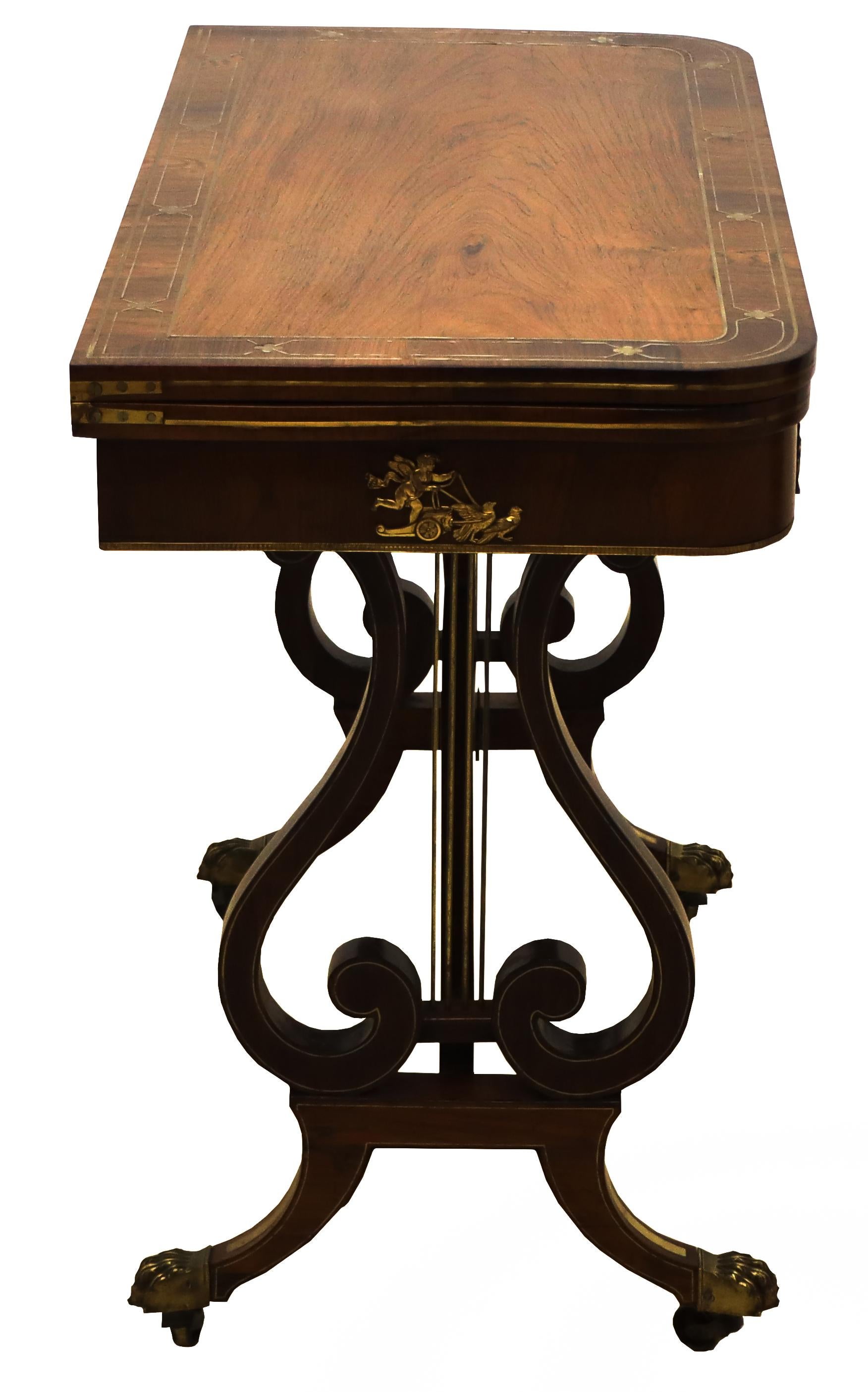 Regency Brass Inlaid Card Table 3