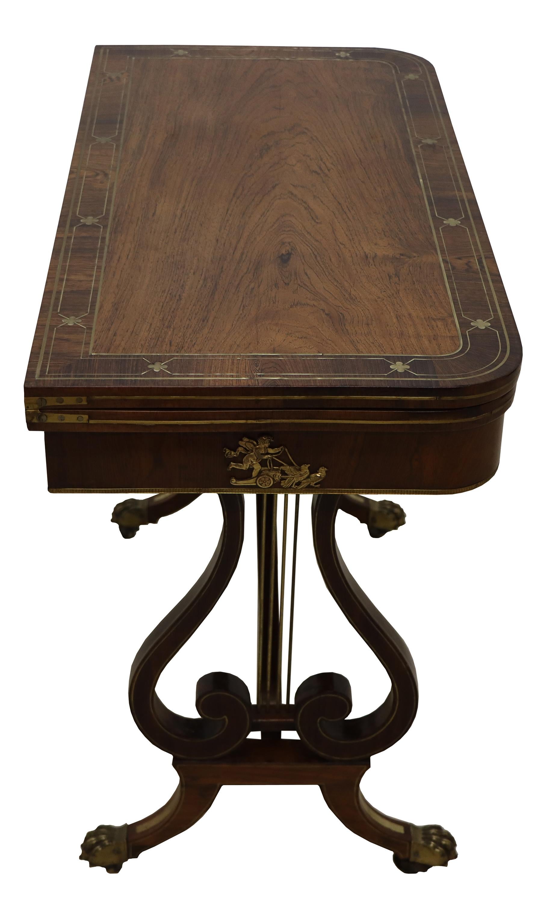 Regency Brass Inlaid Card Table 4