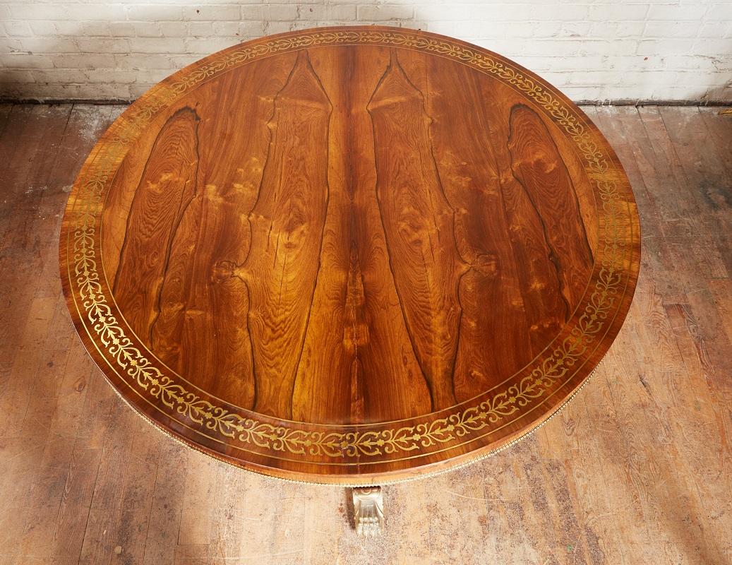 English Regency Brass Inlaid Center Table For Sale