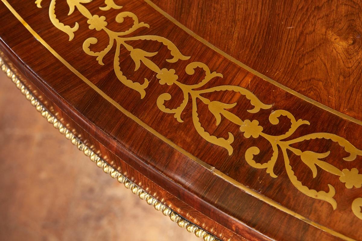 Regency Brass Inlaid Center Table For Sale 1