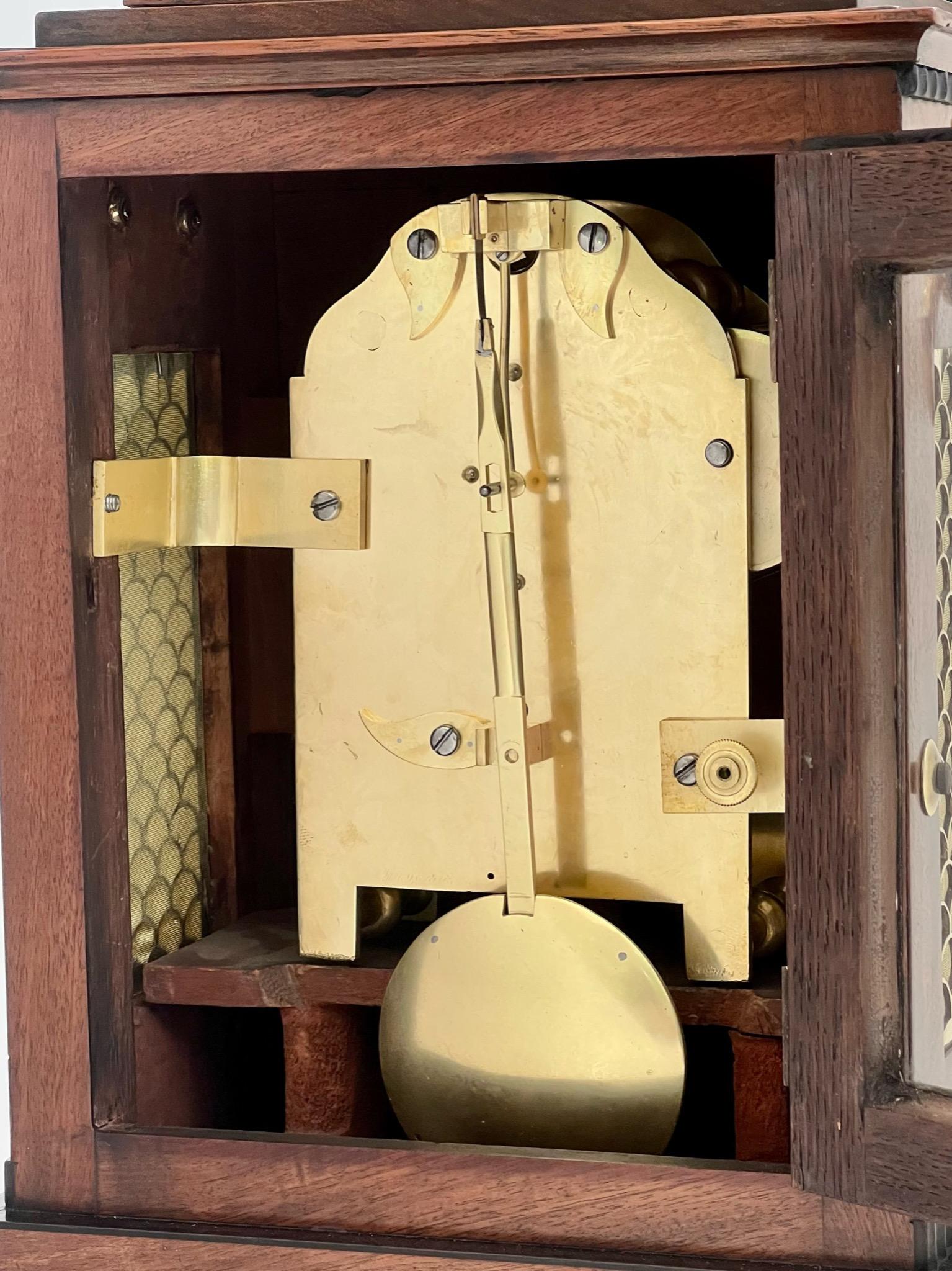Early 19th Century Regency Brass Inlaid Mahogany Eight Day Timepiece Bracket Clock