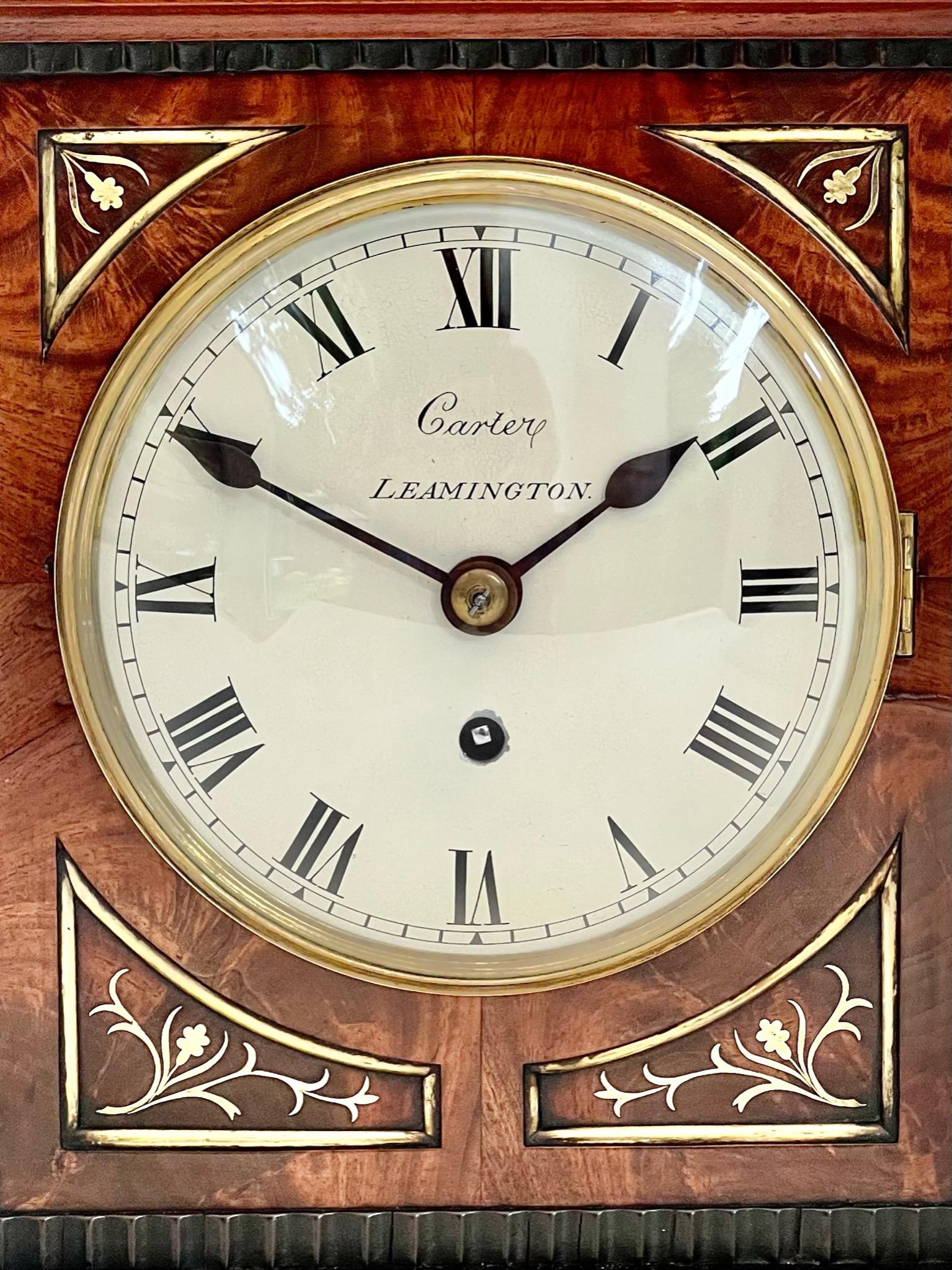 Regency Brass Inlaid Mahogany Eight Day Timepiece Bracket Clock 1
