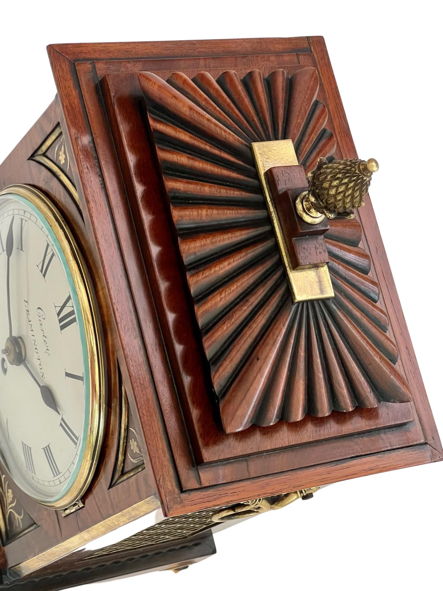 Regency Brass Inlaid Mahogany Eight Day Timepiece Bracket Clock 2