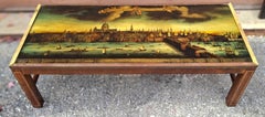 Regency Brass Inlaid Mahogany Map of London Printed Top Coffee Table, Circa 1930