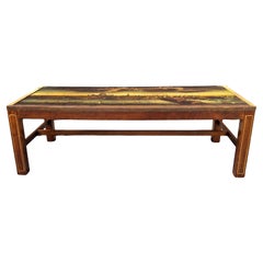 Couchtisch aus Mahagoni mit Messingintarsien und gedruckter Karte von London, CIRCA 1930