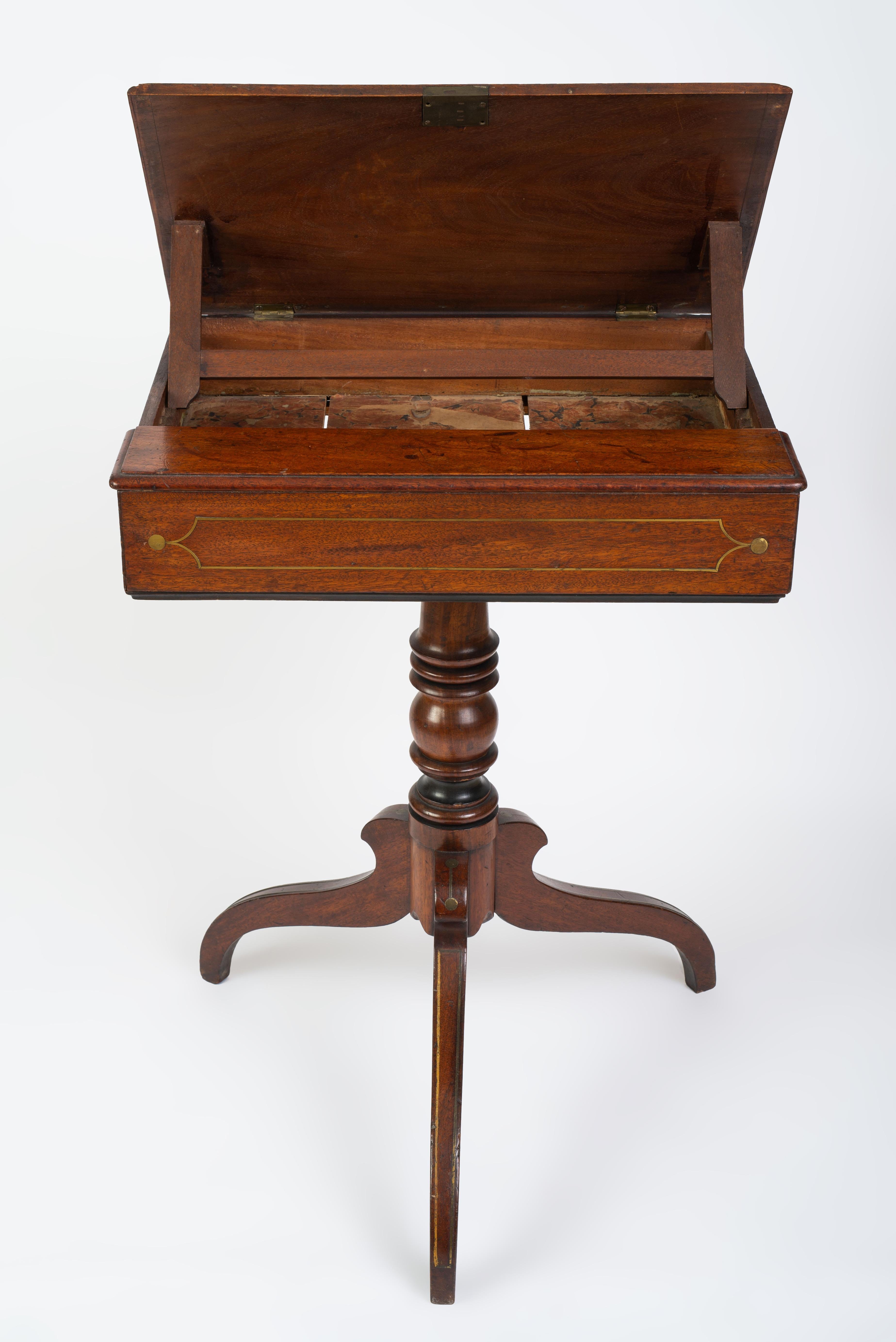 19th Century Regency Brass Inlaid Mahogany Reading Table