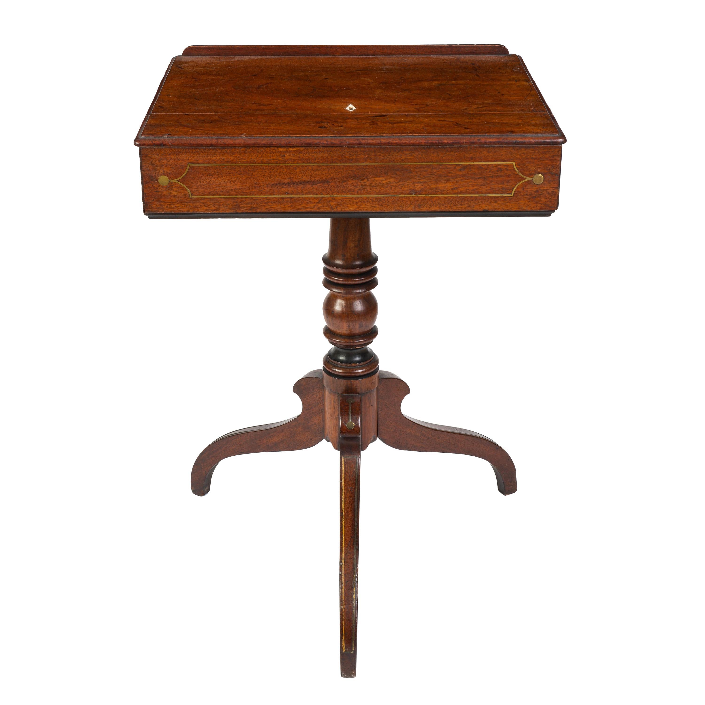 Regency Brass Inlaid Mahogany Reading Table