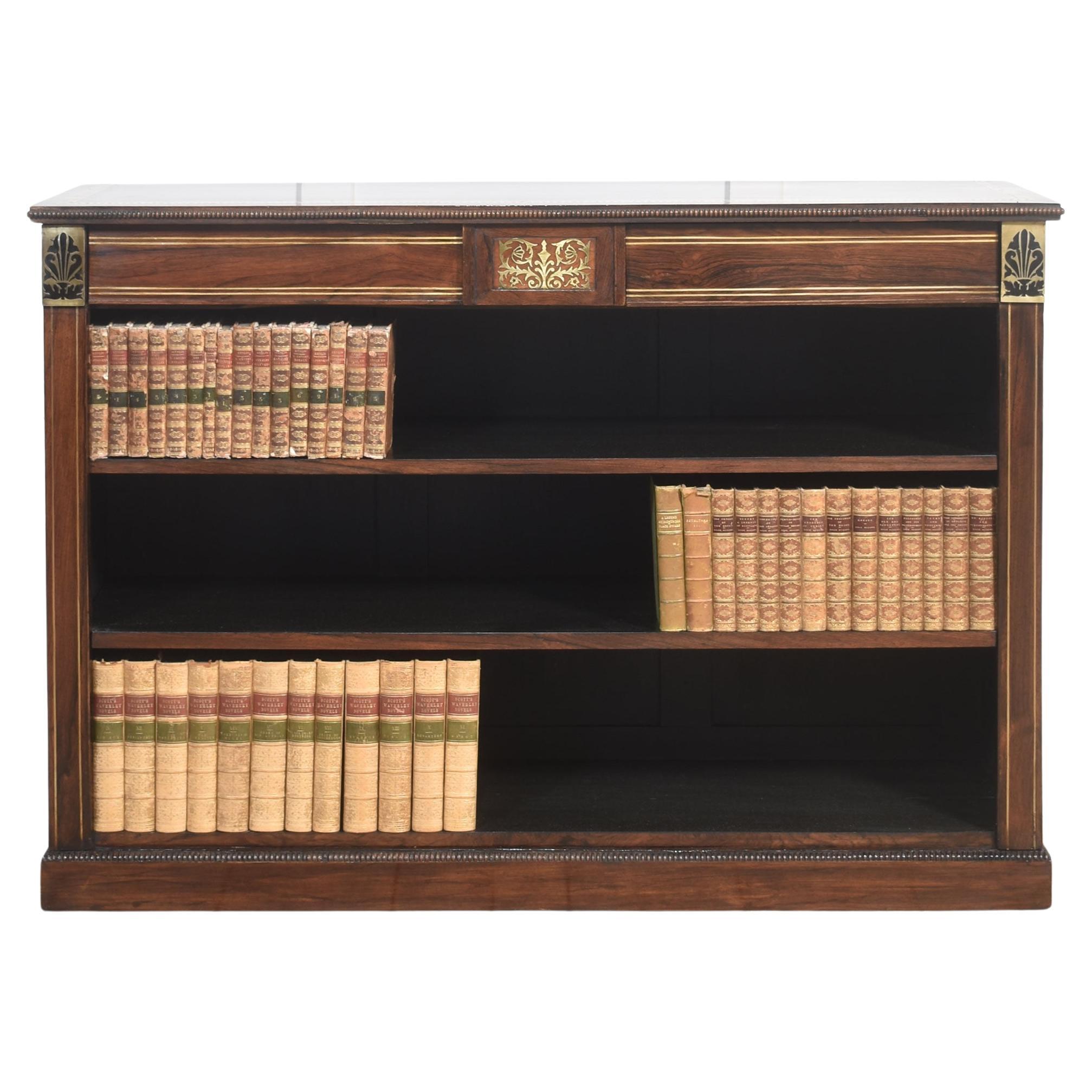 Regency brass inlaid open bookcase