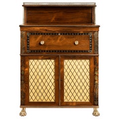 Regency Brass-Inlaid Rosewood Secretaire Cabinet