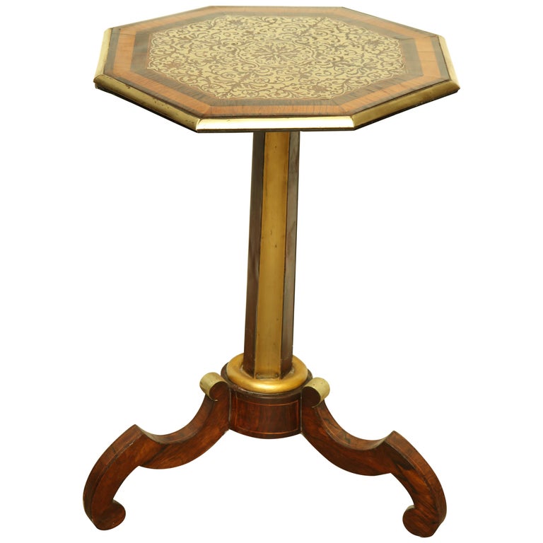 Regency Brass Inlaid Side Table For Sale