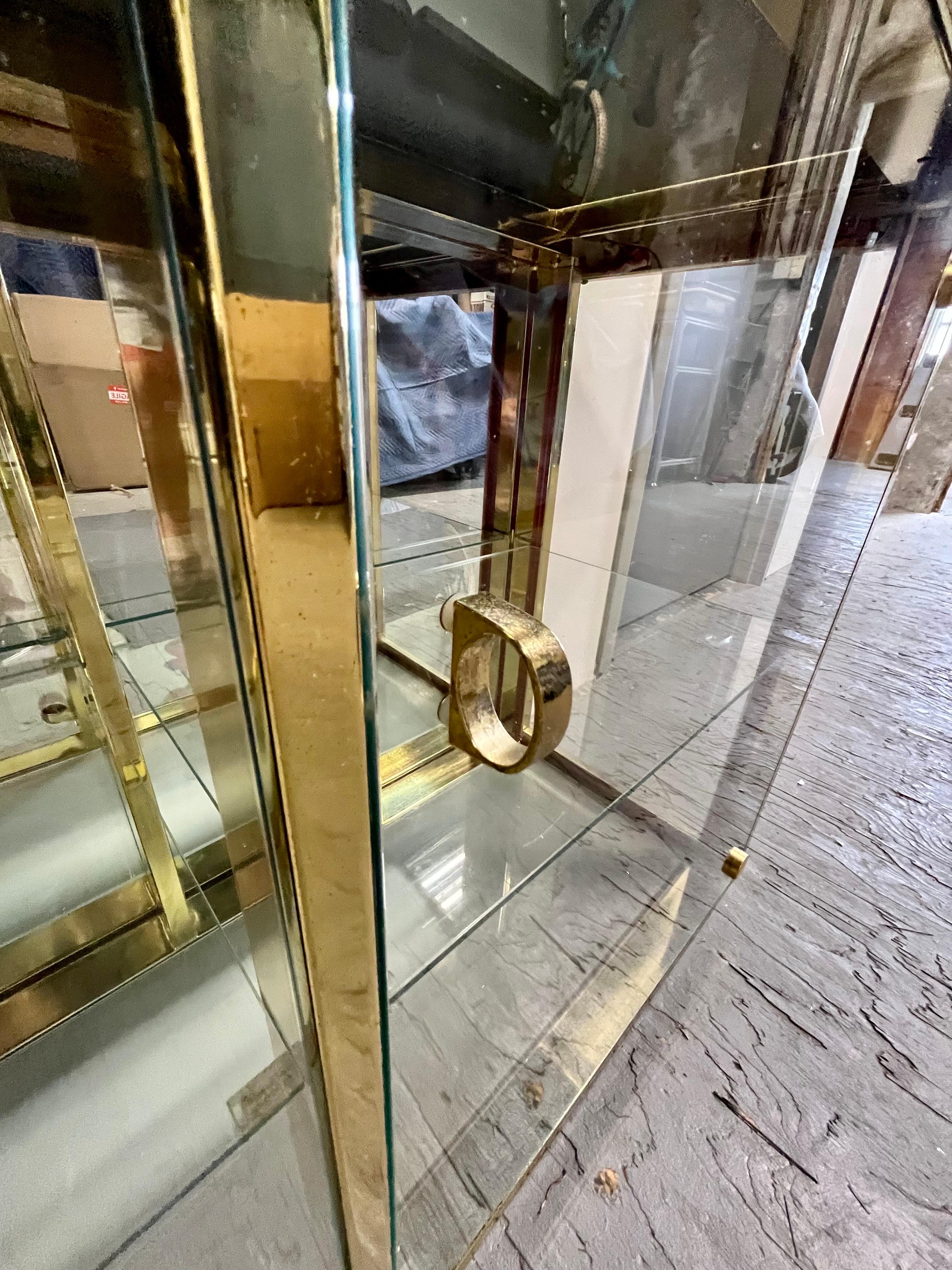 Mid-20th Century Regency Brass Mirrored Display Case